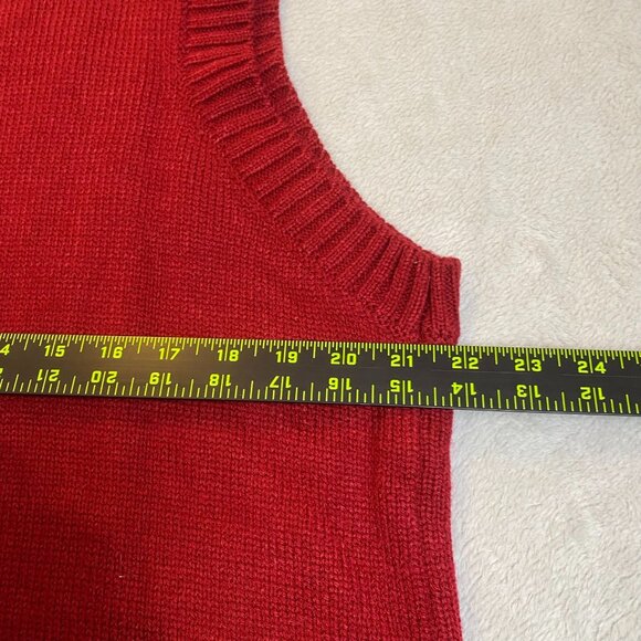 National Woman's Cardigan Sweater Vest Large Vintage Style Red Sleeveless - Picture 5 of 6